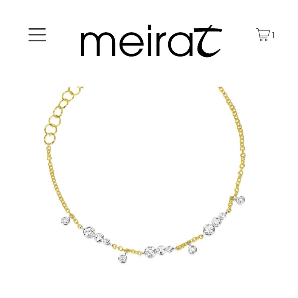 Meira T Two-Tone  14k Gold and Silver  .44 ct, nine Diamonds and chain bracelet